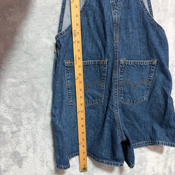 Levi Two Horse Brand Shortalls Womens Sz S Dark Blue Denim Cotton Bib Overalls - Picture 8 of 11